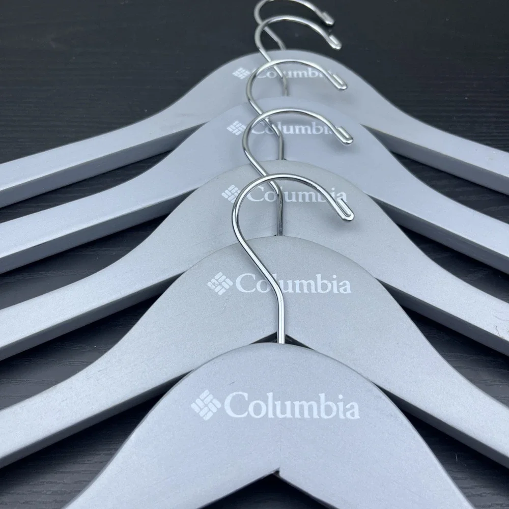 Columbia Sportswear Company Wooden Clothes Hangers Gray Set of 5